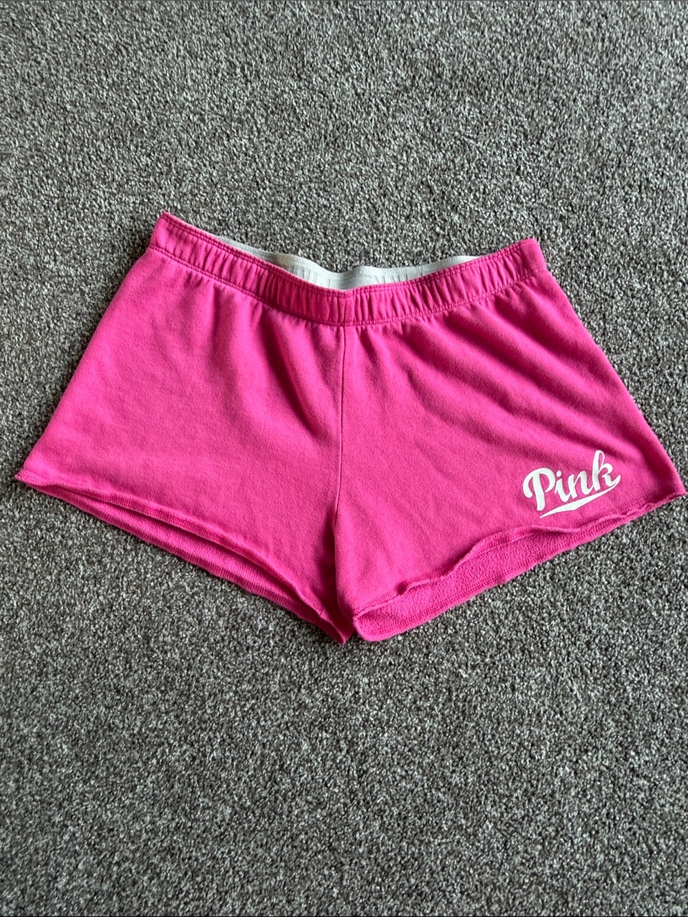 PINK Victoria's Secret Hot Pink Terry Athletic Shorts with White Logo